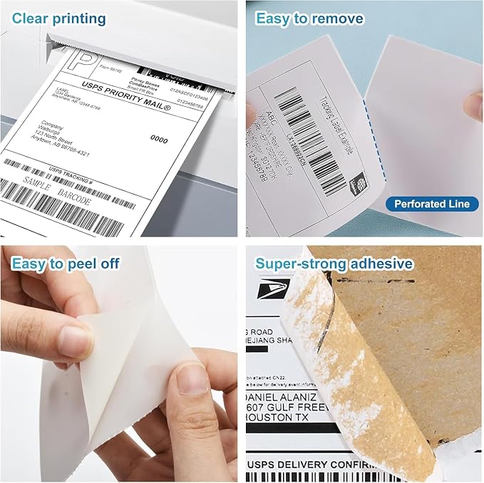 9527 Product 4x6 Blank Direct Thermal Shipping Labels for Zebra 2844 Zp-450 Zp-500 Zp-505 Direct Thermal Labels Printers, Eltron Printer, 250 Label per Roll,Total 16 Rolls 4000 Label