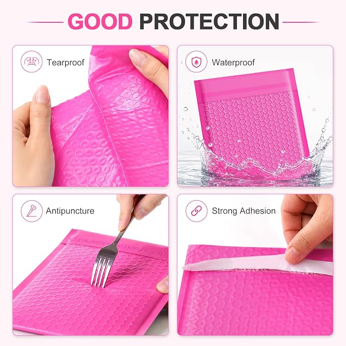 Small Bubble Mailers 4x8 Inch 100 Pack Waterproof Padded Envelopes Self Seal Adhesive Shipping Bags for Mailing Cards Jewelry Makeup and Small Business Packaging