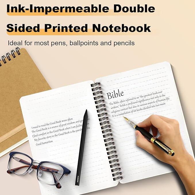 4 PCS Spiral Notebook, Spiral Journal Notebook, Notebooks for Work, Note Taking, School, Small Notebooks with Strap, Cute Notebooks for Women (Khaki)