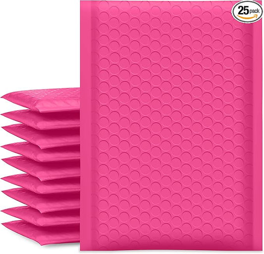 UCGOU Bubble Mailers 6x10 Inch Hot Pink 25 Pack Usable Size 6x9 Inch Poly Padded Envelopes Small Business Mailing Packages Waterproof Boutique Shipping Bags for Jewelry Makeup Supplies #0