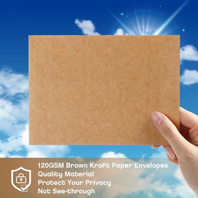 Fainne 800 Pack Kraft Envelopes for Invitation, 120 GSM,A6, 4.75 X 6.50 in | Brown Envelopes for Invitation, 120 GSM Gift Card for Office, Wedding, Gift, Party, Baby Shower, Mailings