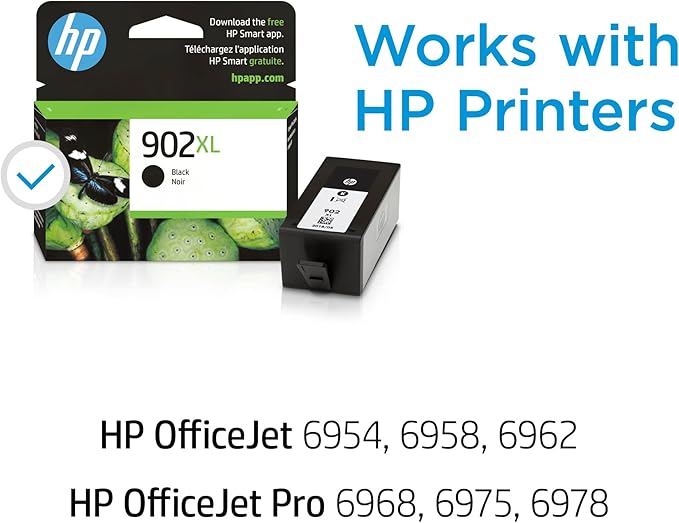 HP 902XL Black High-Yield Ink Cartridge Printers | Works with Printer Series: OfficeJet 6954,6958,6962,OfficeJet Pro 6968,6975,6978 | Eligible for Instant Ink-| T6M14AN,(Pack of 2)