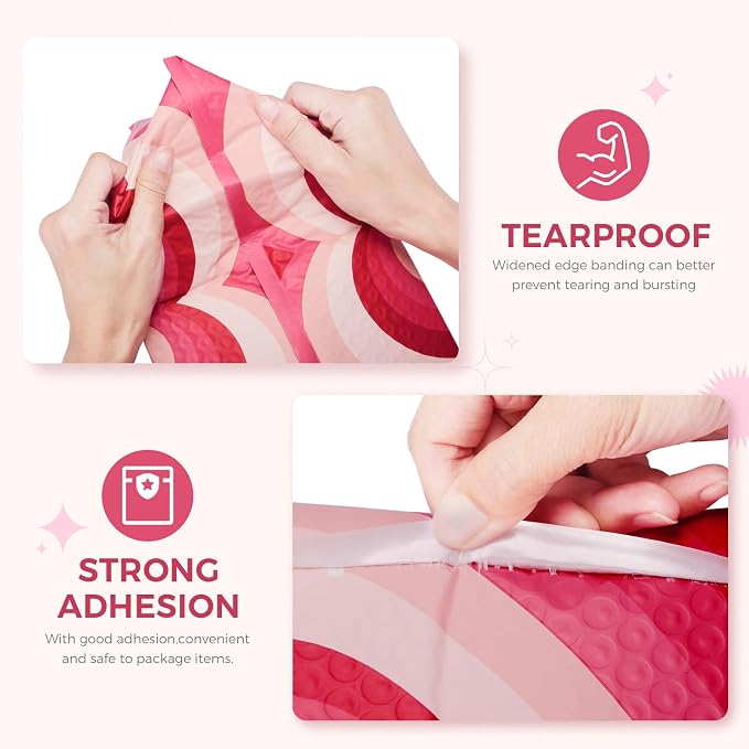 Metronic Cute Bubble Mailers 6x10 Inch 50 Pack Padded Envelopes Sweet Heart | Usable Size 6x9" Bubble Mailer Self Seal Waterproof Padded Mailing Envelopes for Shipping Gift, Jewelry, Makeup, Small Items
