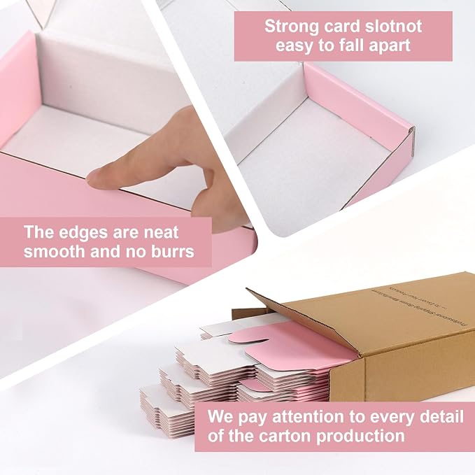 6x4x1.6 Pink Shipping Boxes for Small Business, 50 Pack Small Shipping boxes, Corrugated Cardboard Boxes for Shipping Packing
