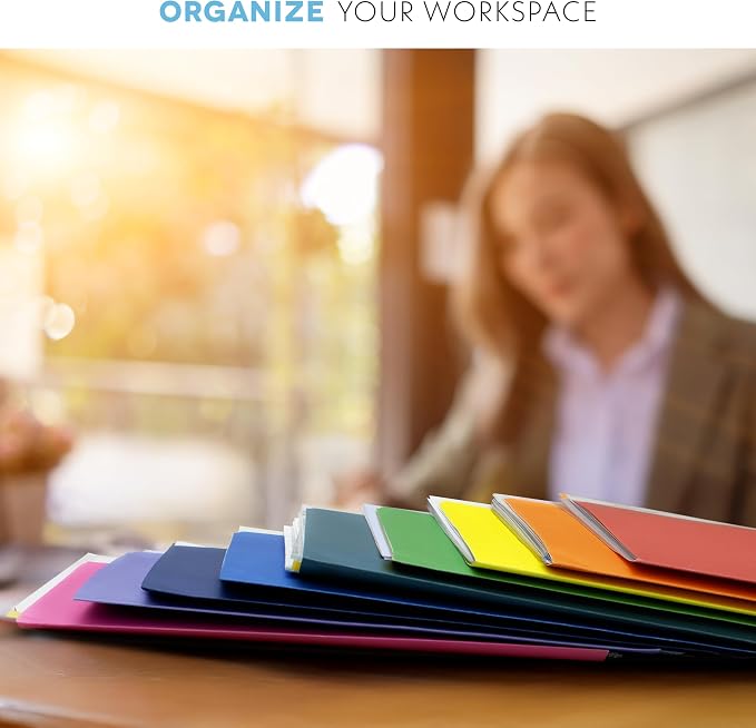 Alitte Colored File Folders Letter Size - 100-Pack Bulk, 10 Assorted Color File Folders for Documents, 1/3 Cut Tab - Office Supplies for Filing Cabinet, Desk, and File Folder Organization