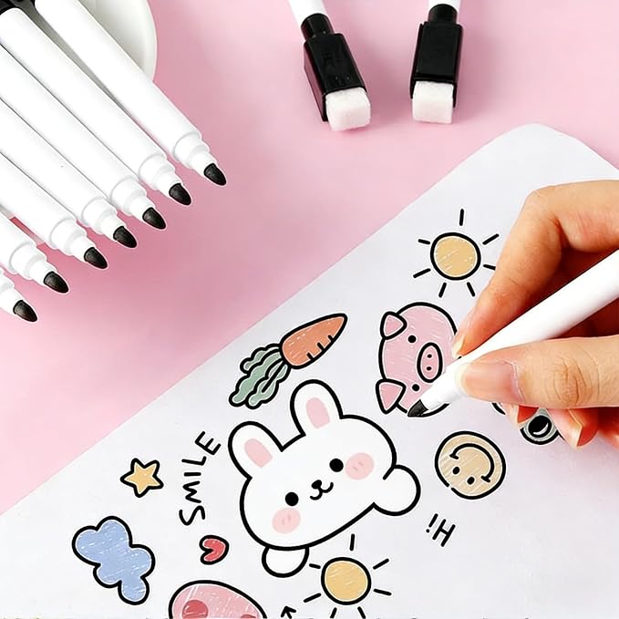 26 Pcs Black Magnetic Dry Erase Markers, Small Dry White Board Markers Fine Point Tip Nwith Eraser Cap for Teachers Office School Supplies