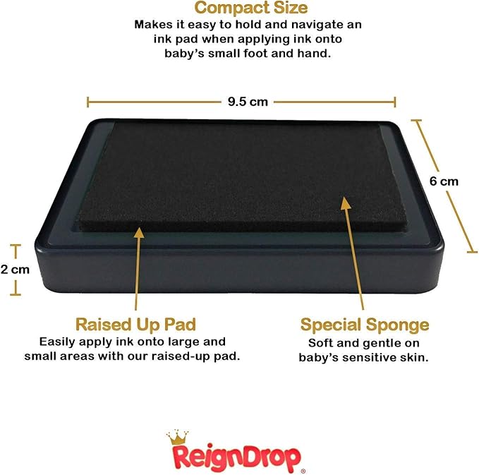 ReignDrop Ink Pad For Baby Footprint & Handprint - Creates Impressive Long Lasting Keepsake Stamp for Infant & Kids. Smudge Proof, Easy to Wipe Off Skin, Safe & Gentle Acid Free(Red)