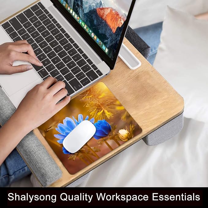 Blue Flower Mouse Pad, 9.5"x7.9" Non-Slip 3mm Small Desk Mat | Personalized printed square mousepad with blue flowers. Clean-cut flush edges & premium smooth cloth for gaming or office.