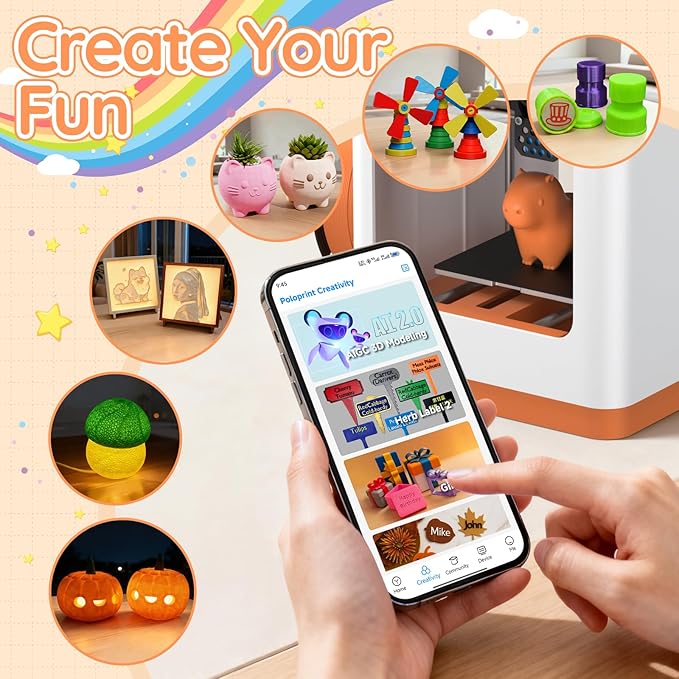 Upgraded Tina2S 3D Printer, HEPHI3D 3D Printers WiFi Cloud Printing Auto Bed Leveling, Fully Assembled Mini 3D Printers for Beginners, Silent Print, Fully Open Source DIY 3D Printer for Home, School