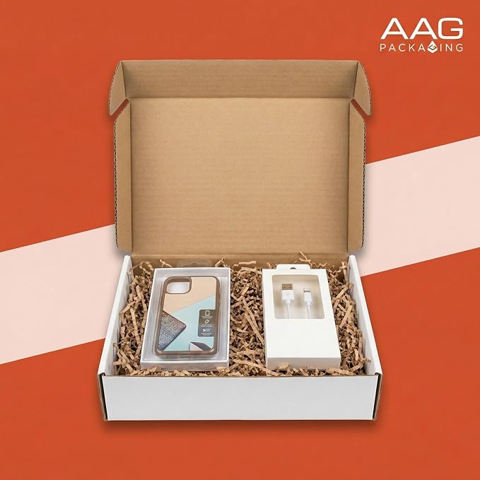 Corrugated Shipping Box Mailers, Kraft Brown, Triple-Layer Board Secure Slot Closure (White, 9"x6.5"x2" / Set of 20)
