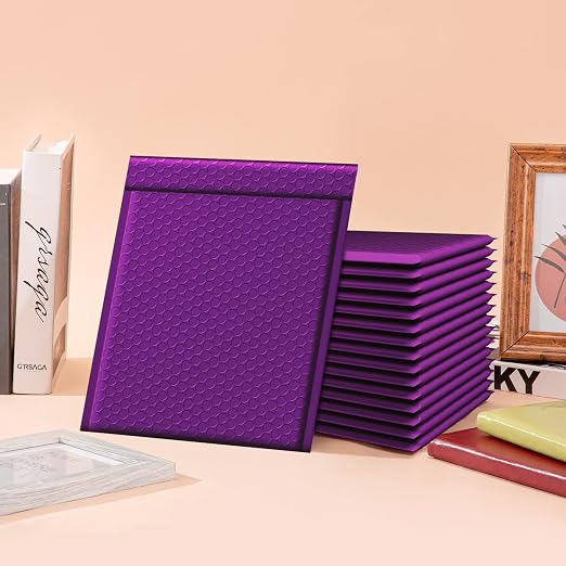 Fuxury 500Pack Purple Bubble Mailers 8.5x12" Medium Opaque Bubble Envelopes | Strong Adhesion Padded Mailer Thick Padded Envelopes Mailers for Small Business Mailing Books Clothes Makeup Supplies