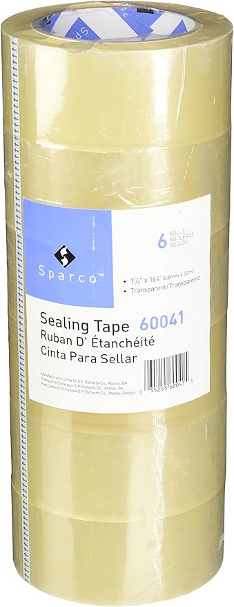 Sparco Sealing Tape Transparent Heavy Duty, 48mm x 50m, 6 Rolls (60041)