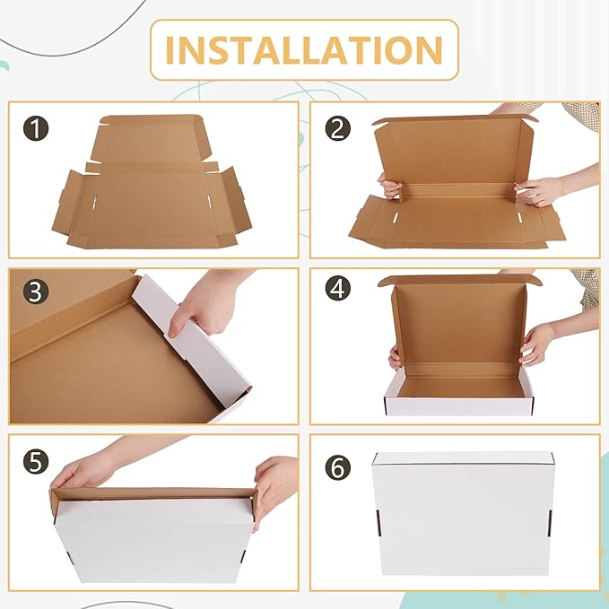 EXYGLO 6 Pack 6x4x3 Shipping Boxes, White Corrugated Cardboard Boxes for Packaging Small Business, Moving, Shipping, Mailing, and Storing