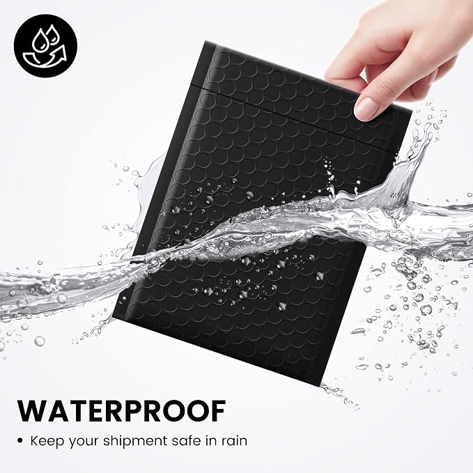 Fuxury Bubble Mailers 6x10" Black Padded Envelopes 50 Pack Usable Size 6x9" | Self-Seal Adhesive Bubble Envelopes,Water Resistant Mailers, Shipping Envelopes for Packaging, Small Business, Mailing #0