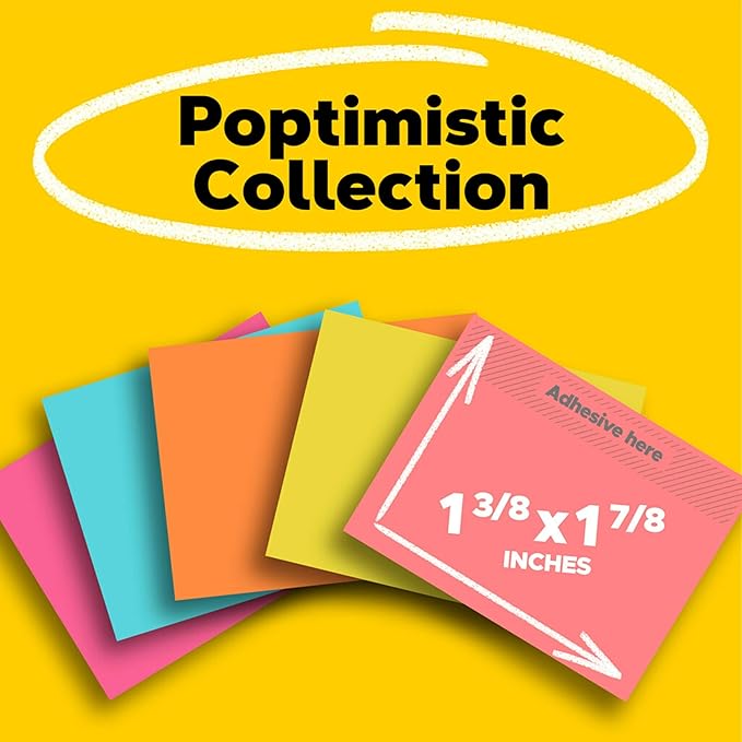 Post-it Mini Notes, 1 3/8 x 1 7/8 in, 24 Pads, America's #1 Favorite Sticky Notes, Poptimistic Post-it Notes, Power Pink, Aqua Blue, Vital Orange, Neon Green, Guava Pink (18 Pack)