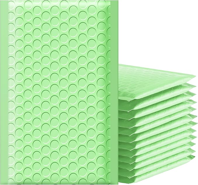 Famagic Bubble Mailers 4x8 Inch 100pcs Mint Green Shipping Bags, 4X7 Packaging Bags For Small Business, Colored Padded Mailing Envelopes,Opaque Matte Self Seal Bubble Poly Mailers Bulk #000