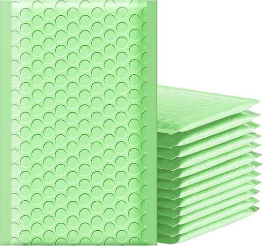 Famagic Bubble Mailers 4x8 Inch 100pcs Mint Green Shipping Bags, 4X7 Packaging Bags For Small Business, Colored Padded Mailing Envelopes,Opaque Matte Self Seal Bubble Poly Mailers Bulk #000