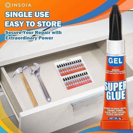 Super Glue Gel Clear Non-Drip, 48 X 3g All Purpose Strong Adhesive Ca Glue Quick Dry Instant Glue for Plastic, Metal, Ceramic, Shoe, Wood, Leather, Model, Aquarium, Rhinestone, Jewelry and DIY Crafts