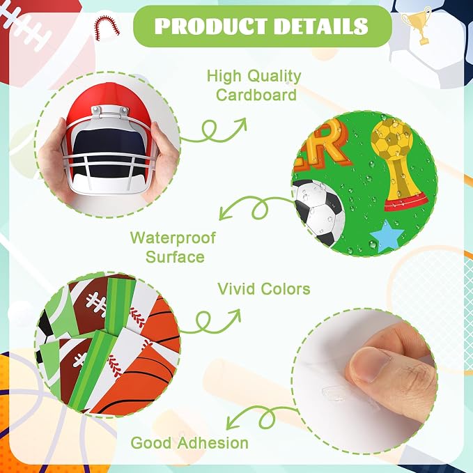 53Pcs Sports Motivational Bulletin Board Decorations Set, Inspirational Football Teamwork Cutouts Back to School PE Bulletin Board for Teacher Supplies Office Classroom Door Wall Decor