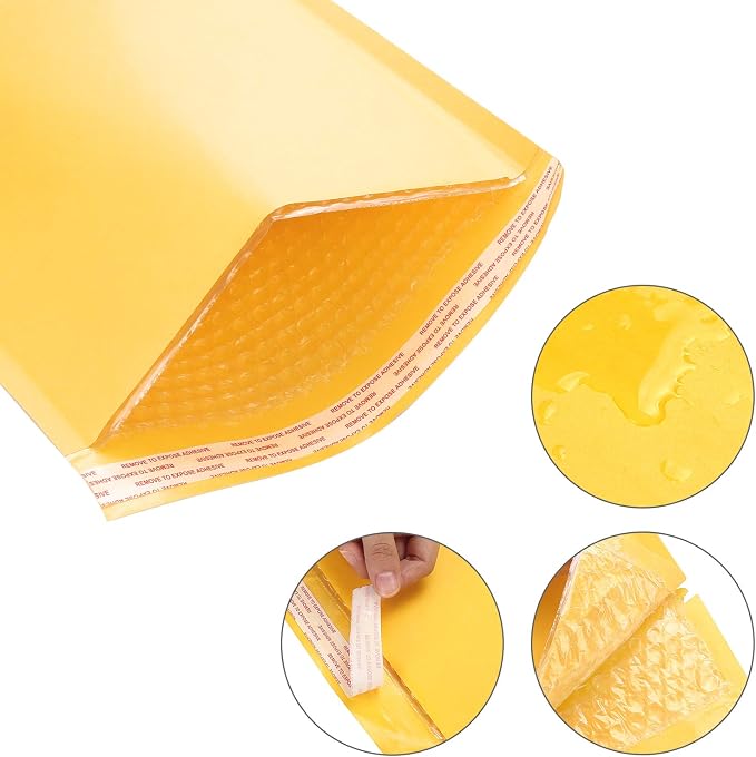 Acrux7 5 x 7" Bubble Mailers, Padded Mailing Envelopes 50 Pack, Kraft Bubble Mailers Self Seal Padded Envelopes with Peel-N-Seal, Heavy Duty Tear and Lightweight, Christmas Gifting envelopes