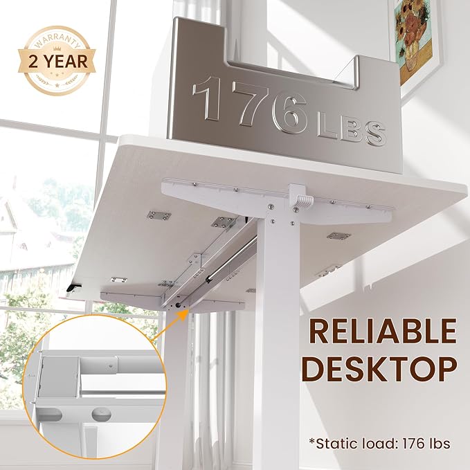 Veken 63" x 28" Super Large Standing Desk, Conference Room Tables, White | Height Adjustable Electric Computer Desk, Sit to Stand Up, Modern Workstation for Home Office, Writing, Gaming Study