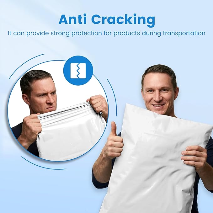 Metronic Poly Mailers 19x24 500Pcs Large Shipping Bags for Clothes,Heavy Duty Shipping Envelopes Bulk for Small Business,Strong Adhesive Self-Seal Plastic Mailing Bags for E-Commerce Packaging, White