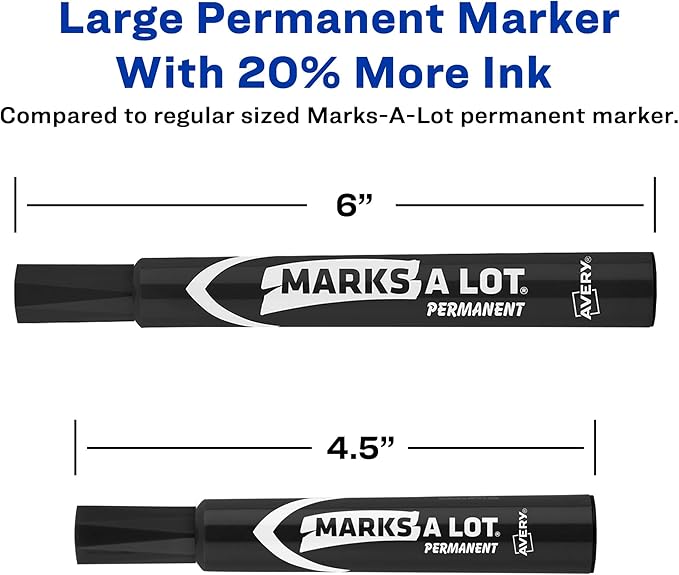 Avery Marks-A-Lot Large Desk-Style Chisel Tip, Value Pack 36 Black Permanent Markers are perfect for signs and posters (98206)