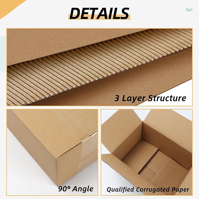 ZBEIVAN Shipping Boxes Mailers 9x6x4 inches Corrugated Cardboard Small Packing Kraft Moving Mailing Box, Pack of 6