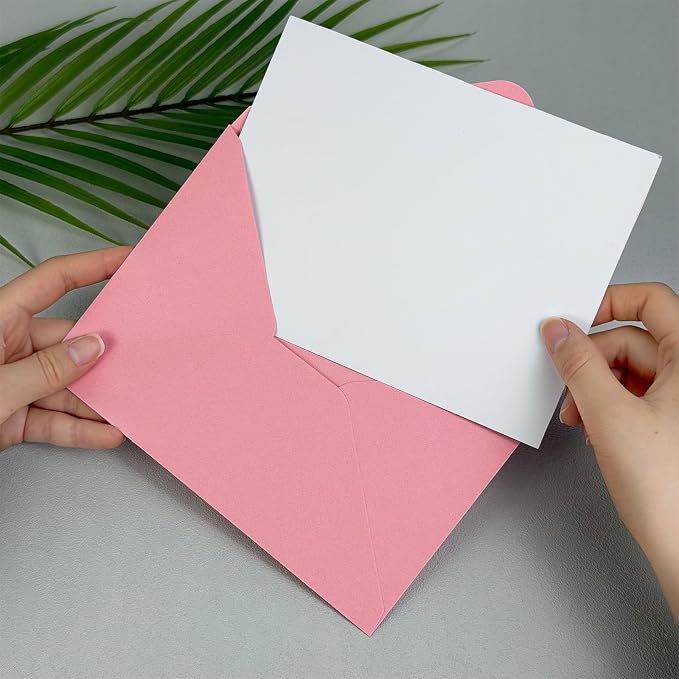 50 PCS Pink Colorful A7 Envelopes with Stickers, 5x7 Envelopes for Greeting Cards, Great for Invitations, Wedding Invitation, Birthday, Baby Shower, Graduation