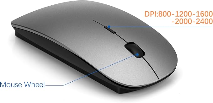 Wireless Keyboard and Mouse Ultra Slim Combo, TopMate - Gray Black | 2.4G Silent Compact 2400DPI Mouse and Scissor Switch Keyboard Set with Cover, Batteries Included, for PC/Laptop/Windows/Mac