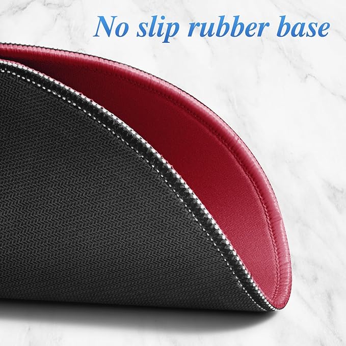 Round Mouse pad, high-end Texture, Sewn Edge Design, Anti-Slip Rubber Base. 8.6 x 8.6 inches (red)