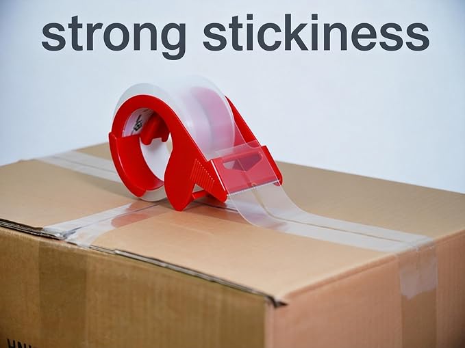 Clear Silent Packing Tape with Dispenser, 1.88 Inch x 55 Yds, 8 Rolls, 2.4mil, Heavy Duty Shipping Tape for Moving, Packaging, Storage, Carton Sealing Total 440 Yards