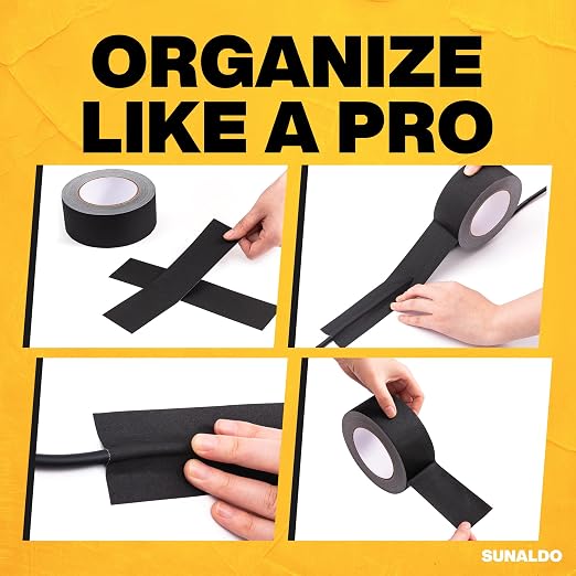Gaffers Tape (2" x30 Yards) Heavy Duty, No Residue (6 Pack Black) | Professional Grade Floor Tape for Electrical Cords, Matte Finish Non Reflective, Weather Resistant