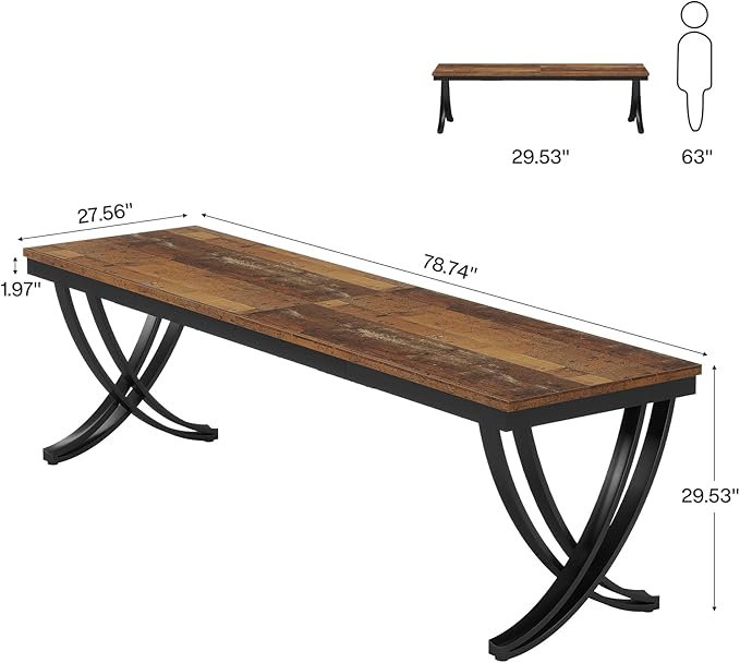 Tribesigns 2 Person Office Computer Desk, 78.7-Inch Extra Long Desk, Large Double Desk for Two People, Workstation Work Desk for Home Office with Stylish Legs (Brown)