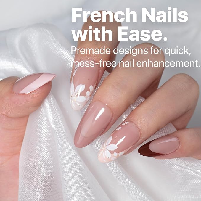 SXC Cosmetics French Tip Press On Nails 150 Pieces in 15 Sizes Ultra Fit with Pre-applied Tip Primer and Base Coat, No Need to File Fake Nails for Nail Art DIY X-Pro Tips (ST115-M Almond)