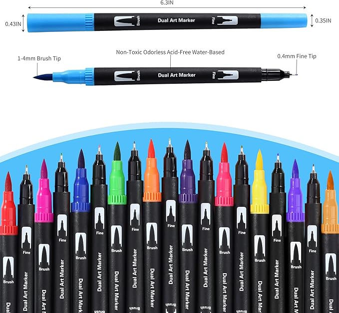 Brush Markers for Adults Coloring,36 Colors Art Markers Colored Pens for Bullet Journaling Note Taking Drawing Calligraphy Lettering,Art Office Supplies