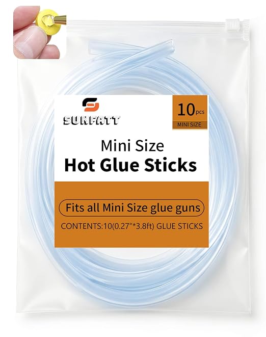 Mini Size Hot Glue Sticks,3.28ft x 0.27" Clear Glue Gun Sticks(10 Pcs) | Perfect for Mini Size Hot Glue Gun,Easily Create and Bond Crafts on Wood,Plastic,Glass,Flowers,Fabrics,Foam,Jewellery