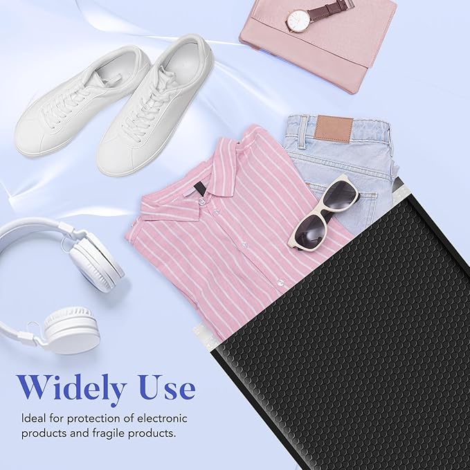 Fuxury Bubble Mailers 14.5x20" 15 Pack Black Extra Large Padded Envelopes Usable Size 14.5x19" Self Seal Bubble Envelopes Padded Mailers Shipping Bags for Mailing book Clothes Small Business #7