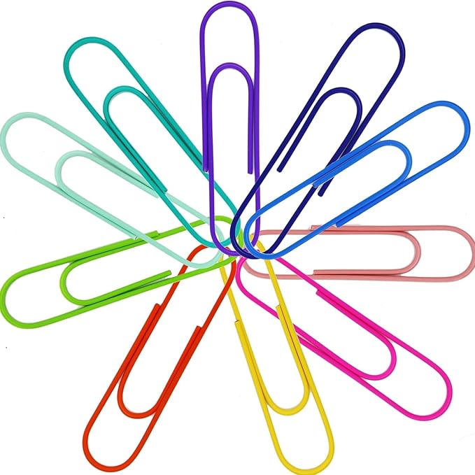 50 Pack 4 Inches Jumbo Paper Clips, Vinyl Coated Multicolored Extra Large Mega Paperclips, Colored Binder Clip for Office School Document Organizing Office Supply Accessories