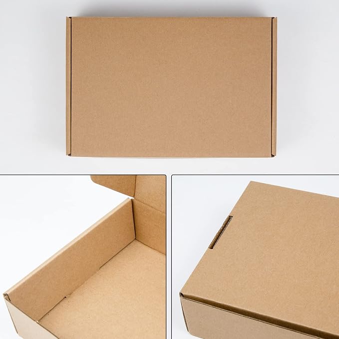 9x6x2 Inches Shipping Boxes Pack of 25, Brown Corrugated Cardboard Boxes for Small Bussiness, Packing and Mailing
