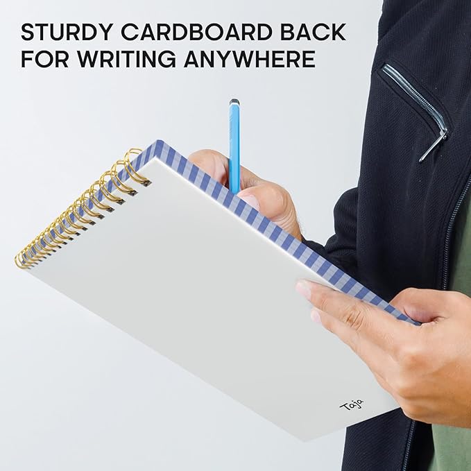 Taja To Do List Notepad - To Do List Notebook for Work with 52 Sheets, 9.8" x 6.5", Undated Daily Planner Perfect for Daily Tasks and Goal Setting, Notepad Suitable for Office, Home & School - Indigo Checkered
