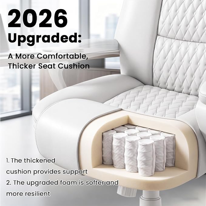 Home Office Chair, 400LBS Big and Tall Chair Heavy Duty Design, Ergonomic High Back Cushion Lumbar Back Support, Computer Desk Chair, Adjustable Executive Leather Chair with Armrest