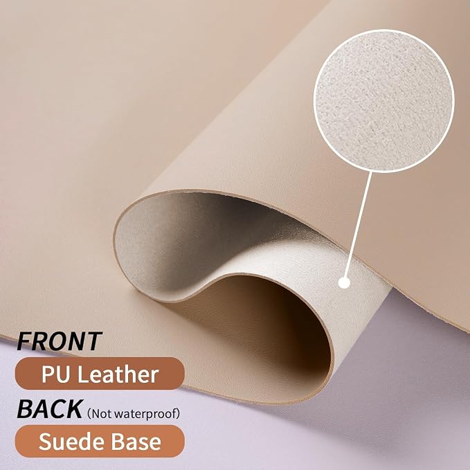 Bloss Leather Desk Pad, Mouse Pad, Non-Slip Desk Protector Mat, Leather Desk Blotter, Computer Desk Pad, Waterproof Desk Mat for Home Office and Decor - Beige (35.4×17Inches)