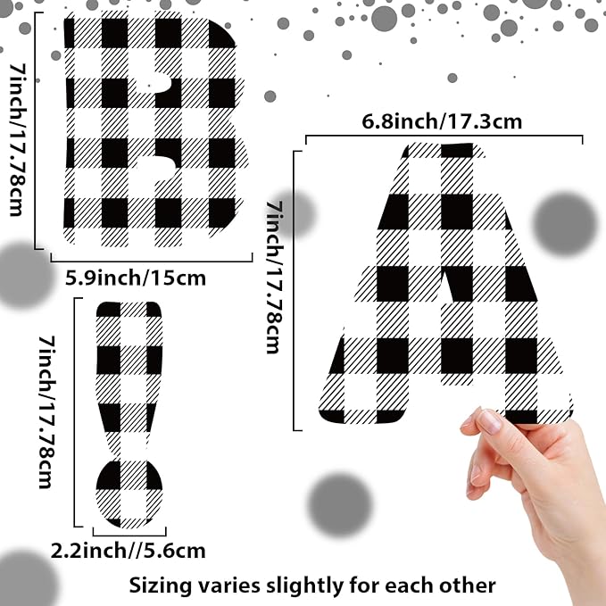 Qyeahkj 150 PCS Large 7" Font Bulletin Board Letters Punctuation Cutout Combo Black White Checkered Border Letter Decoration for Classroom Alphabet Poster Wall Bulletin Board Display Home School Decor