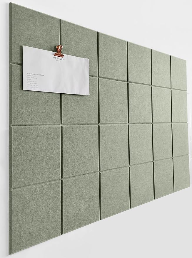 Cork Board 24 x36 Alternative - 6 Pack Felt Wall Tiles with Safe Removable Adhesive Tabs, Cork Boards for Walls Cork Board for Home Office Pin Board Tack Board - Sage