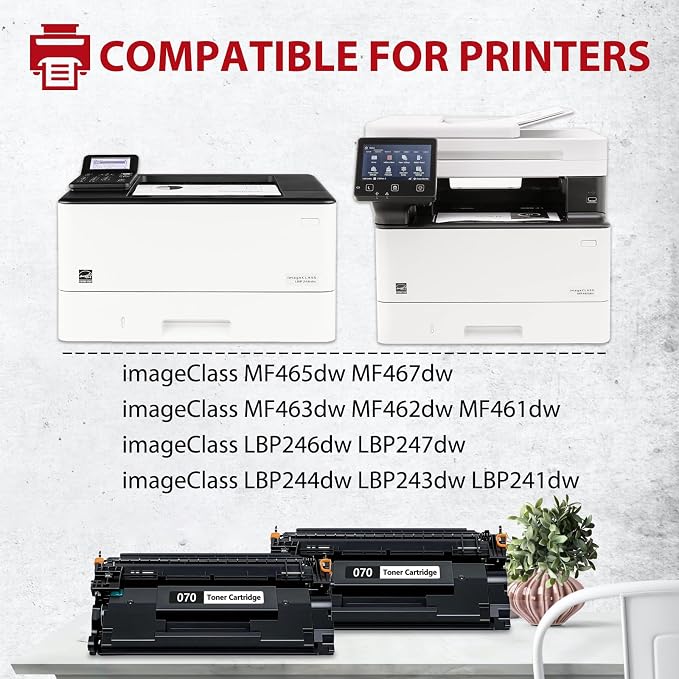 070 Toner Cartridge Compatible for Canon 070 Toner Cartridge Compatible for Canon imageCLASS MF465dw MF462dw LBP246dw LBP247dw Printer (2 Pack)