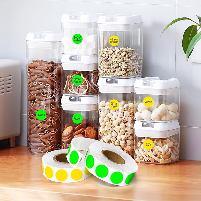 PARLAIM 1/2" Circle Dot Stickers 2 Rolls Pack 2000 Color Coded Labels for Home Commerce Business, Fluorescent Green + Yellow
