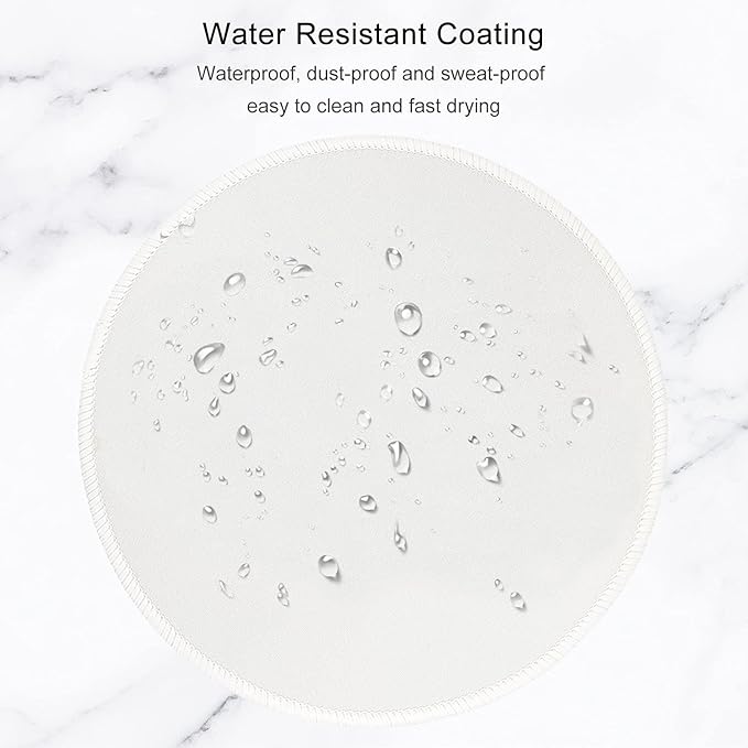 Hsurbtra Mouse Pad, Premium-Textured Small Round Mousepad 8.7 x 8.7 Inch White, Stitched Edge Anti-Slip Waterproof Rubber Pretty Cute Computer Mat for Office Home Gaming Laptop Men Women Kids