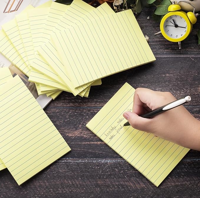 (36 Pack) Lined Sticky Notes 4x6 in,Yellow Large Notepads with Lines,Ruled Stickies Super Sticking Power,Office School Memo Note Pads,Post on Windows Doors,Recyclable,Easy to Write on,Hold Well