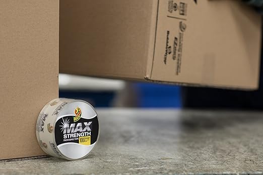 Duck Max Strength Clear Packing Tape Refill - Maximum Strength Heavy Duty Packaging Tape for Shipping & Moving Boxes - 3" Core - 1.88 Inch x 54.6 Yards - Clear (241508)